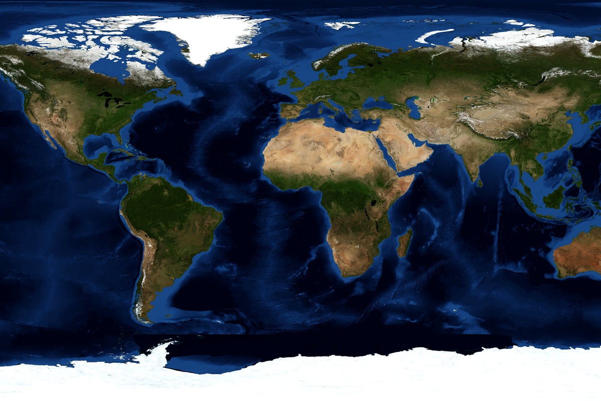 Satellite-style world map used as the Everyday Atlas home visual